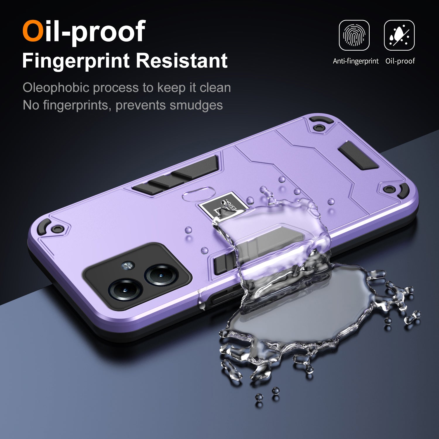 For Motorola Moto G14 4G Phone Case TPU + PC Shock-Absorbing Cover - Purple For Motorola Moto G14 4G Phone Case TPU + PC Shock-Absorbing Cover - Purple